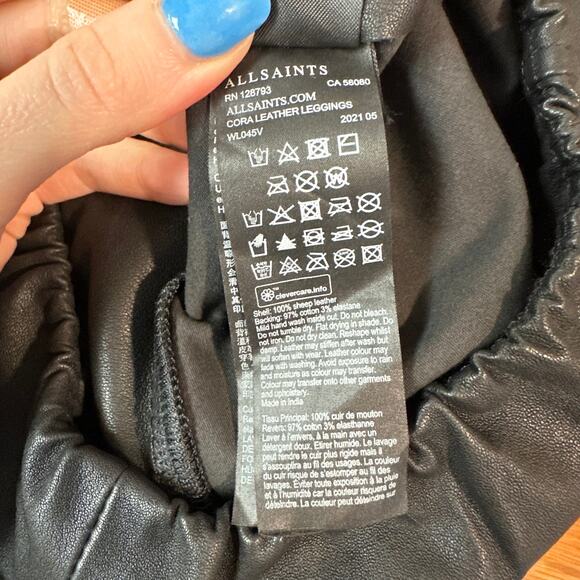 ALLSAINTS Cora Leggings Faux Leather High Waist Skinny Pull-On Pants, Black - Picture 14 of 15